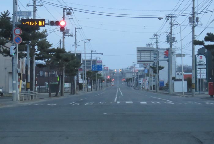 webnews今朝の北見/交差点から奥は常呂方面