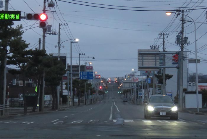 webnews今朝の北見/交差点から奥は常呂方面