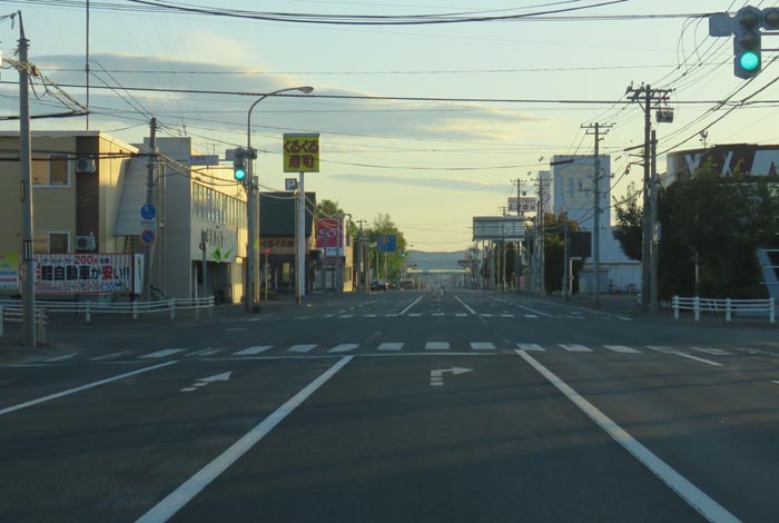 webnews今朝の北見/東6号線昭和通り交差点から奥は端野、美幌、網走、知床方面