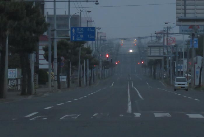 webnews今朝の北見/交差点から奥は常呂方面