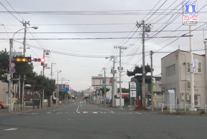 webnews今朝の北見/交差点から奥は常呂方面