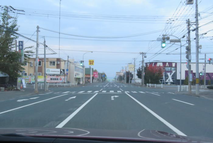 webnews今朝の北見/東6号線昭和通り交差点から奥は端野、美幌、網走、知床方面
