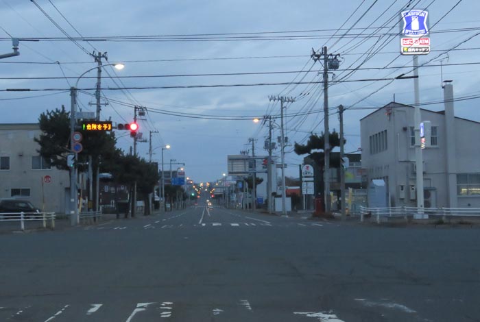 webnews今朝の北見/交差点から奥は常呂方面