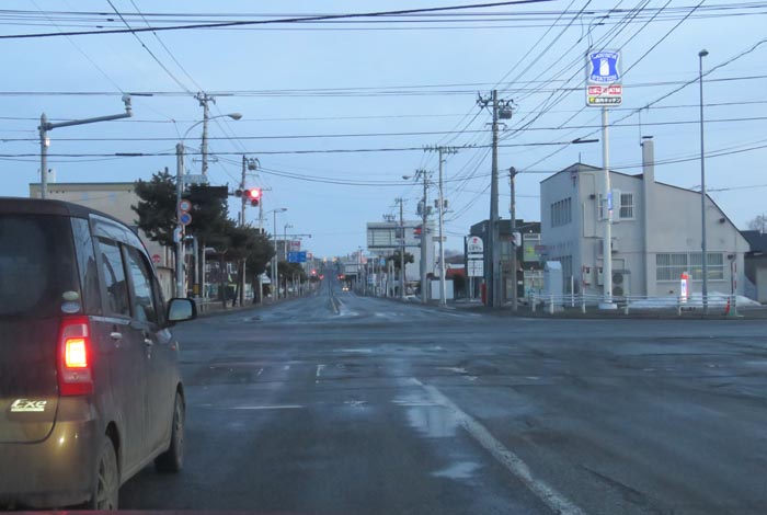 webnews今朝の北見/交差点から奥は常呂方面
