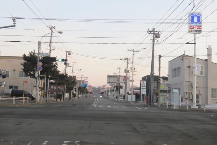 webnews今朝の北見/交差点から奥は常呂方面