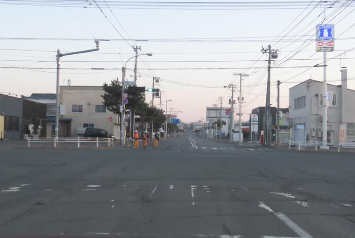 webnews今朝の北見/交差点から奥は常呂方面