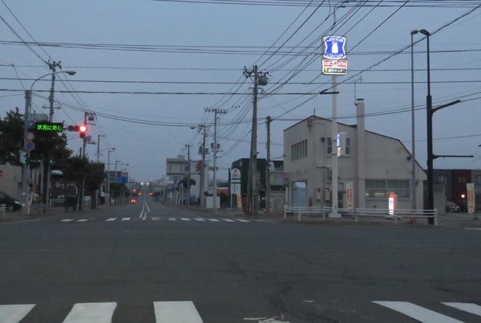 webnews今朝の北見/交差点から奥は常呂方面
