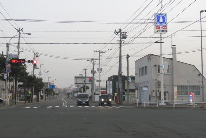 webnews今朝の北見/交差点から奥は常呂方面