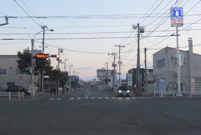 webnews今朝の北見/交差点から奥は常呂方面