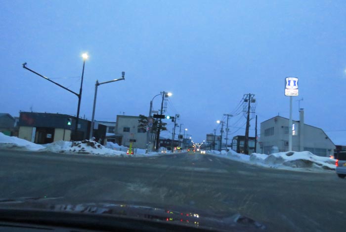 webnews今朝の北見/交差点から奥は常呂方面