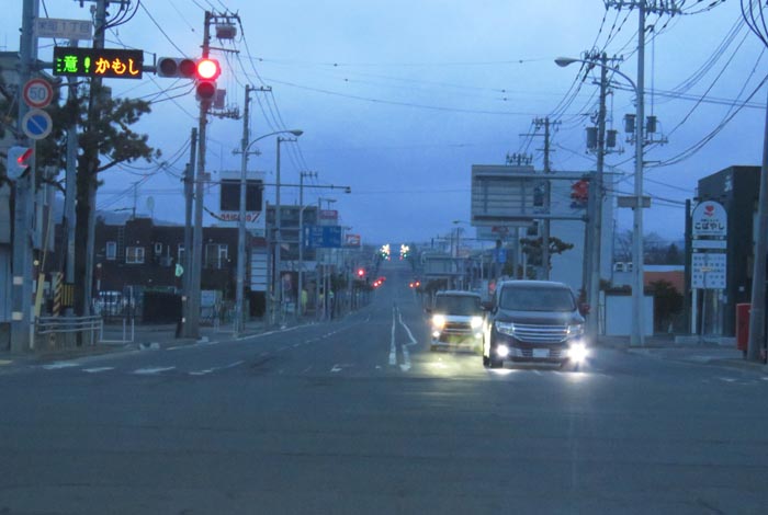 webnews今朝の北見/交差点から奥は常呂方面